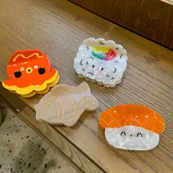 1pc Funny Cute Kawaii Food Octopus Shrimp Rice Ball Sushi Hair Clip For Woman Hair Accessories