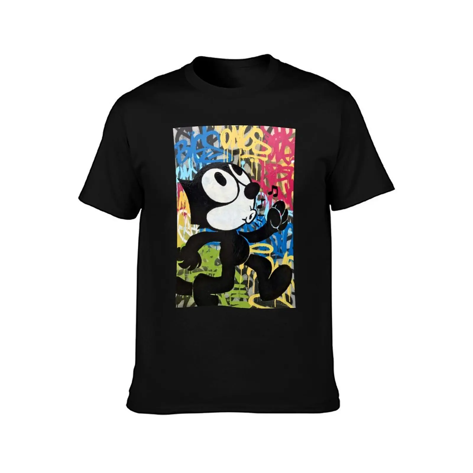 Felix The Urban Graffiti Street Art Cat T-Shirt Casual All Match Tee Shirt for Men T-Shirt