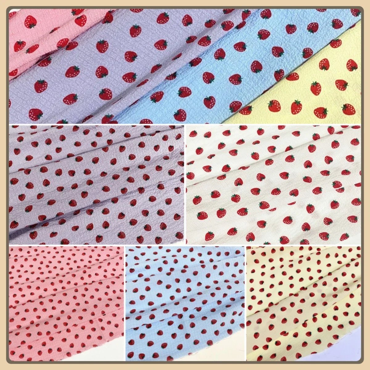 تقليد القطن فقاعة الفراولة طباعة النسيج مادة مبهمة ل فستان طويل الأزهار واقية من الشمس الملابس الكفة الديكور DIY بها بنفسك