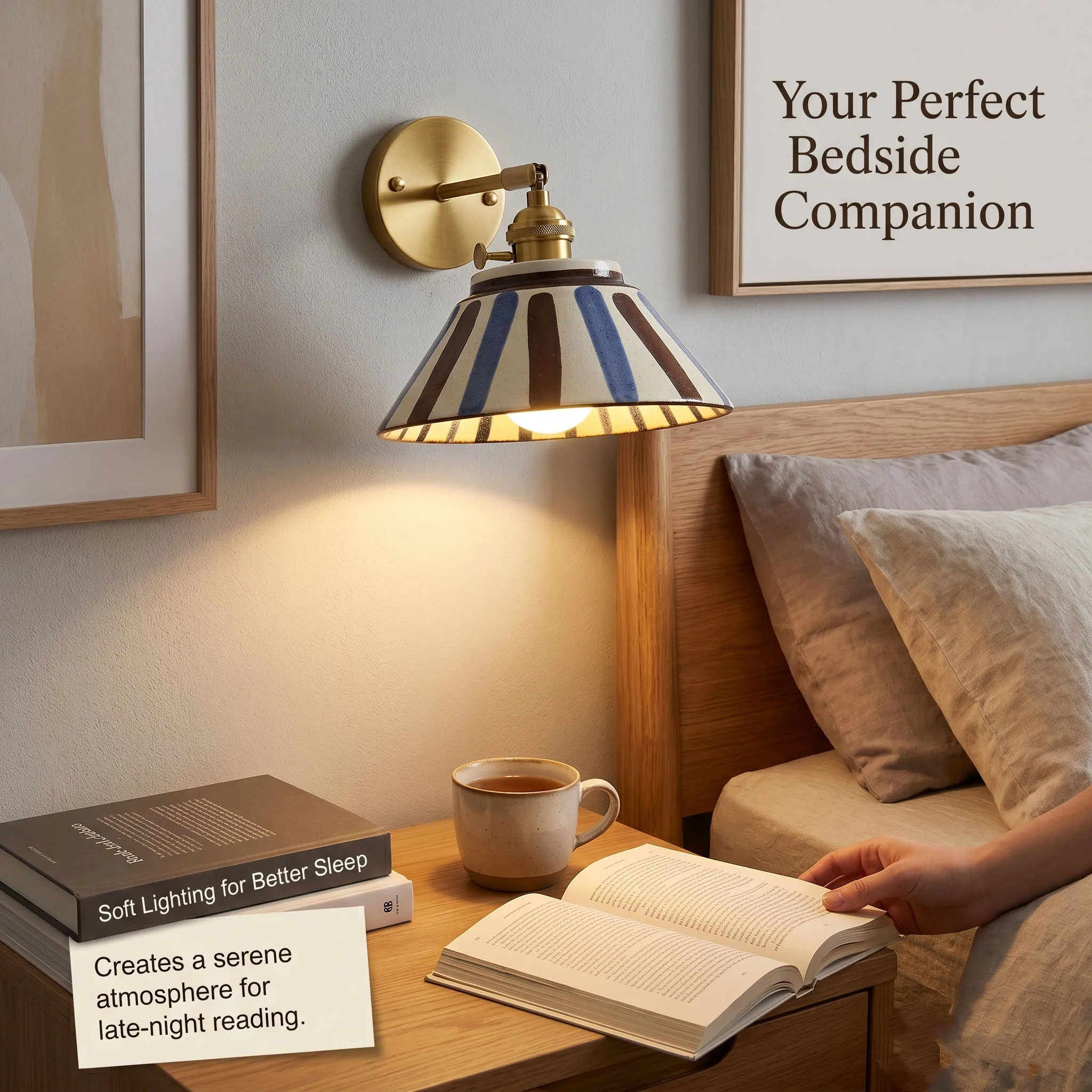 Chinese-Style Retro Tea Room Tea Table Ceramic Wall Lamp, Chinese Ancient Style Simple Homestay Bedside Lamp, Restaurant Entranc