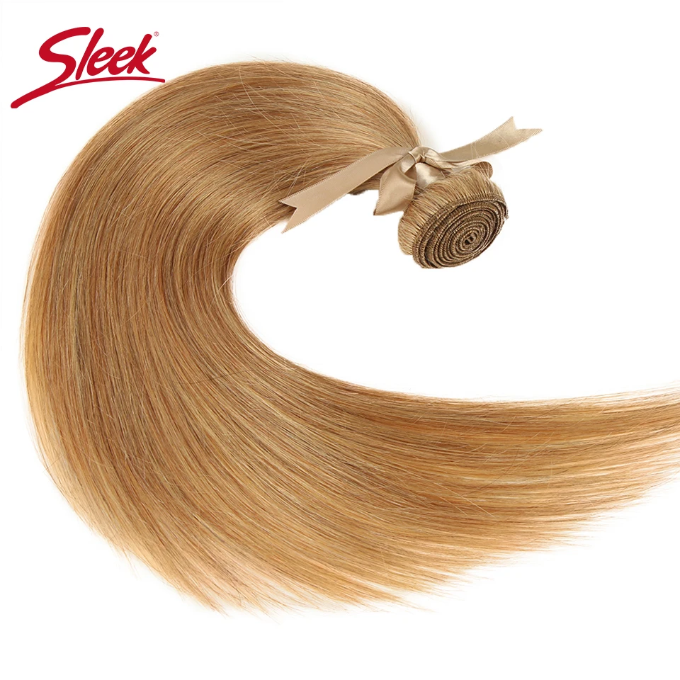 Sleek Honey Blonde-extensiones de pelo brasileño Remy, pelo liso Natural de visón, 27 colores, 8 a 28 pulgadas