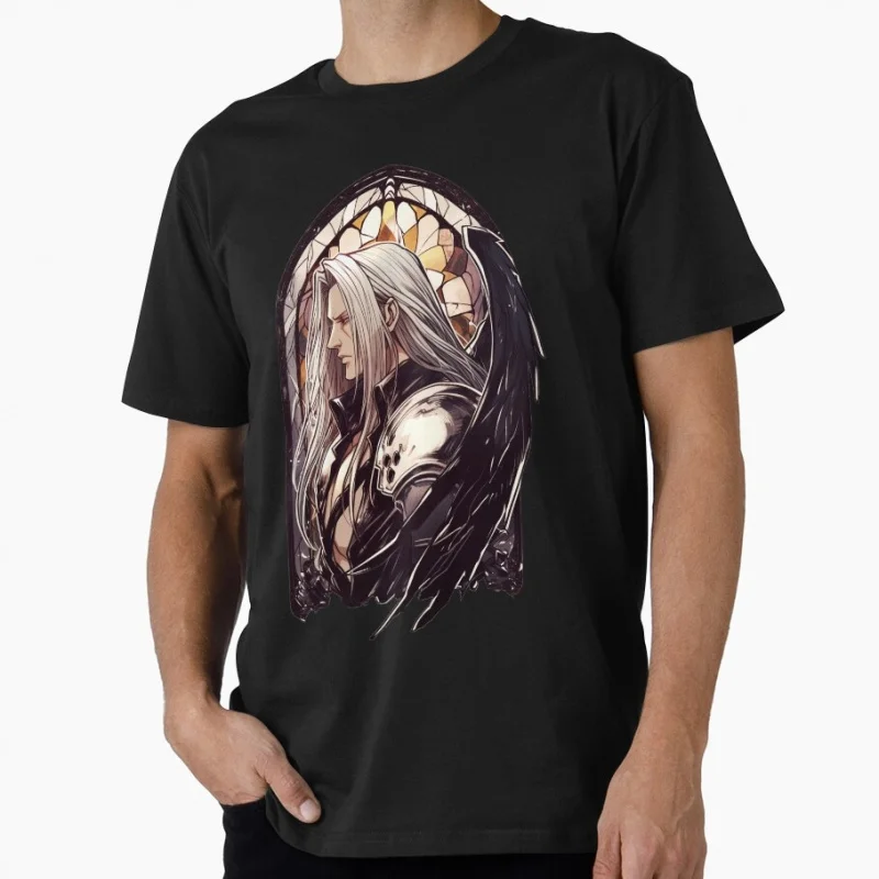 

Stained Glass Sephiroth Final Fantasy Gift T shirt for gamer 100% cotton O-Neck Short Sleeve Graphic Clothes All size tops S-6XL