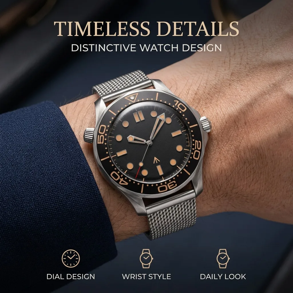 Men's 42mm 904L Stainless Steel Watch, Auto/Quartz Movement, Chronograph, Steel Case - Streamlined