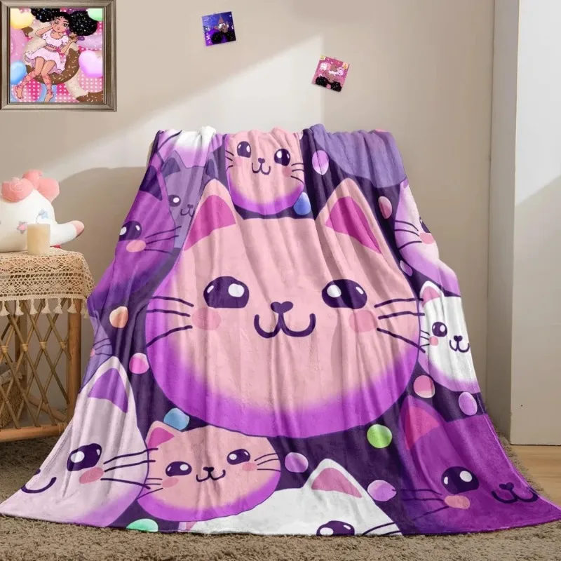 

Cute Throw Blankets Girls Purple Blanket for Adults Kids Cat Throw Blanket for Bed Couch Living Room 150X200CM