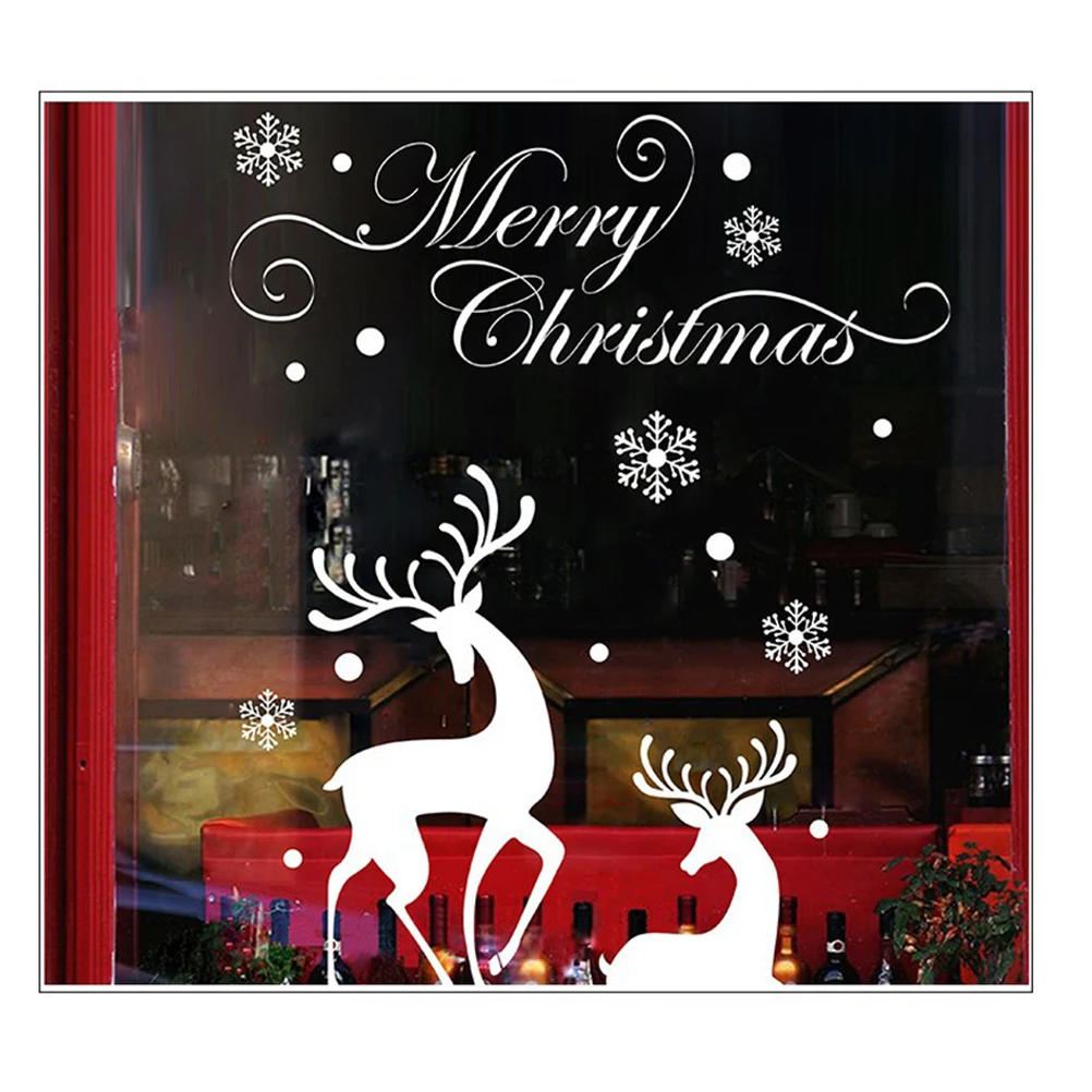 

Christmas Reindeer Wall Sticker Snowflake Decals 50x70cm Removable PVC Waterproof Easy Apply Home Decor Snowflake Wall Decals