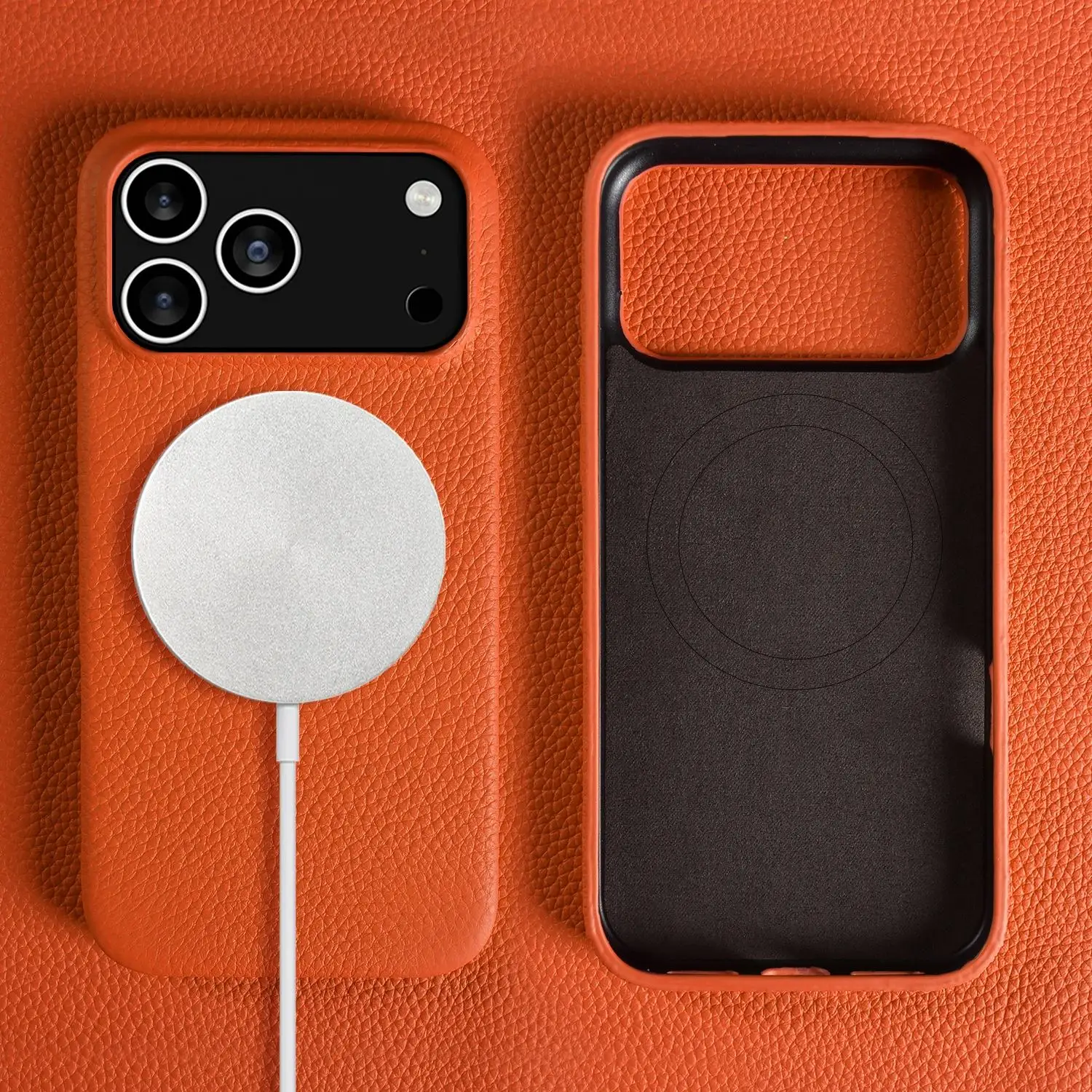 Luxury Magnetic Genuine Leather Case For iphone 17 Pro Max 1
