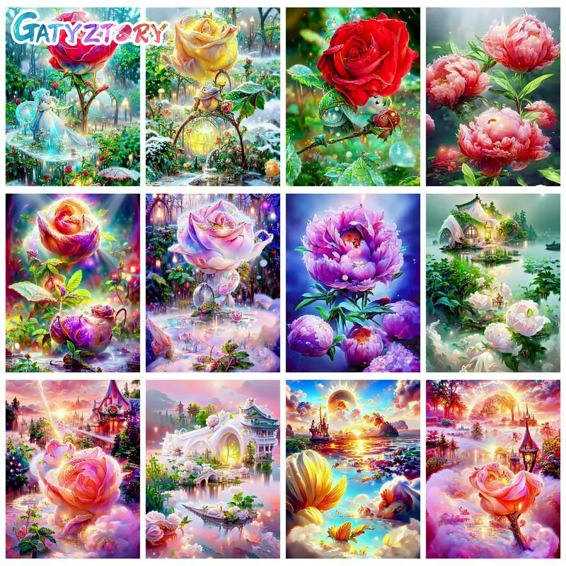 

GATYZTORY Frame Color Rose DIY Painting By Numbers Kit Animals Handpainted Oil Painting Unique Gift For Home Decor 40x50cm Artwo