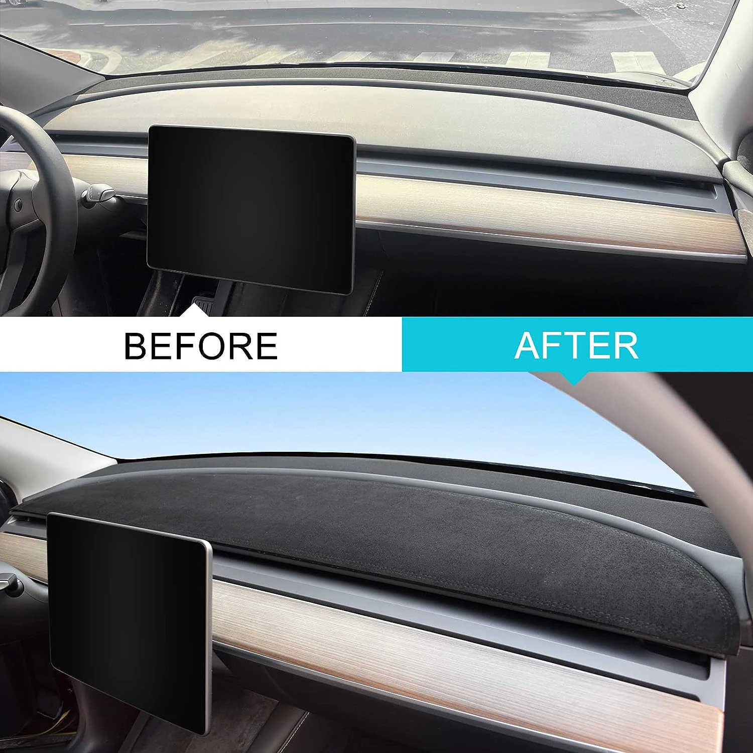 Dashboardhoes Voor Tesla Model 3 2017-2023 En Model Y 2019-2024 Flanellen Dashboardpad Dashboard Mat Accessoires