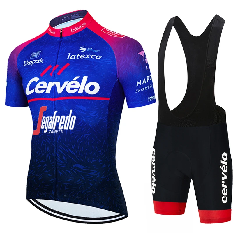 Cervélo Men Professional Cycling Clothes Set Road Bike Jersey Padded Shorts Summer Outdoor Riding Suit Elastic Breathable Sports