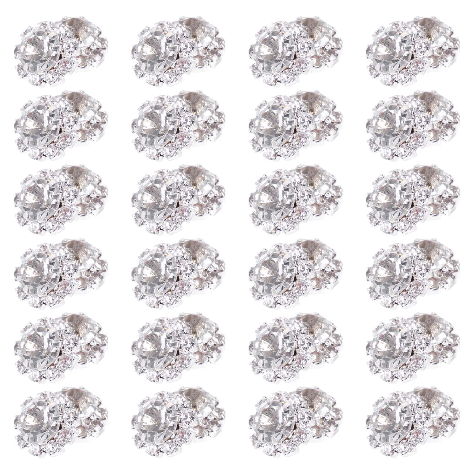 

100Pcs Elegant Rhinestone Flower Pattern Buttons Alloy Decorative Fasteners for DIY Fashion Sewing Embroidery Craft Supplies