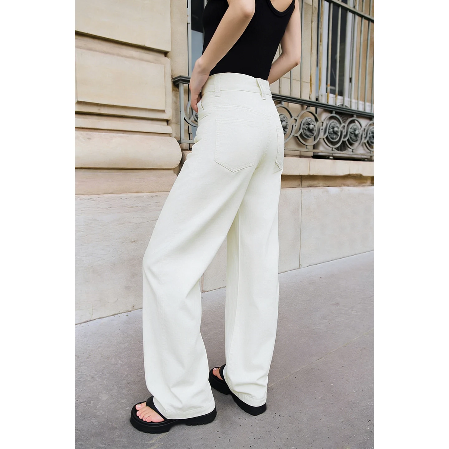 Amii Women's Denim Pants 2026 Summer New Cotton Asymmetric Waist Wide Leg Trousers Simple Versatile Jeans For Women 12652069