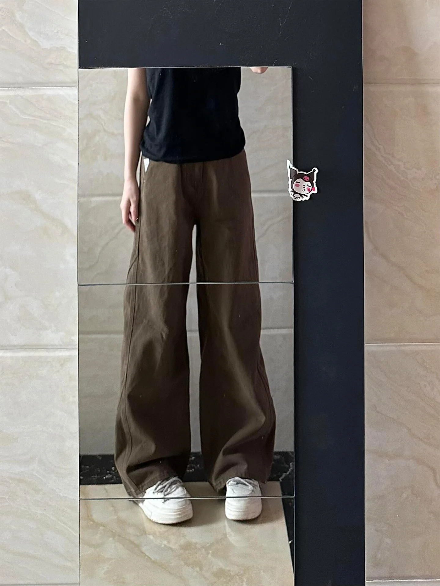 Summer 2026 Coffee Color Straight Leg Jeans Women's Small Size BF Lazy Style Narrow Retro Wide Leg Denim Pants High Waist
