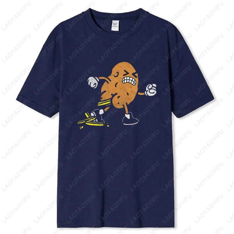 Men Women Funny Cotton TShirts Potato Pooping French Fries Sarcastic Food Graphic Novelty Camisetas Street Fashion Hipster Tees