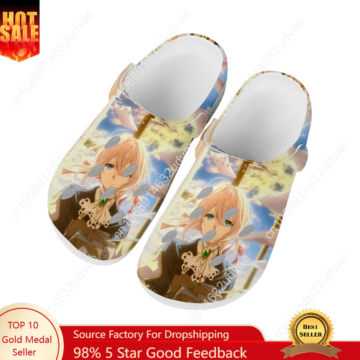 

Violet Evergarden Water Shoes Mens Womens High Quality Fashion Home Garden Clogs Customizd Sandals Beach Breathable Hole Slipper