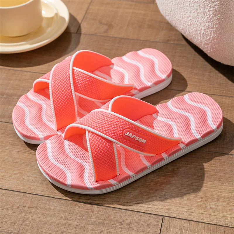 

HKDQ Couple Lightweight Summer Slippers Non Slip Flat Sole Slides Man Soft Comfortable Bathroom Indoor House Shoes For Men Women