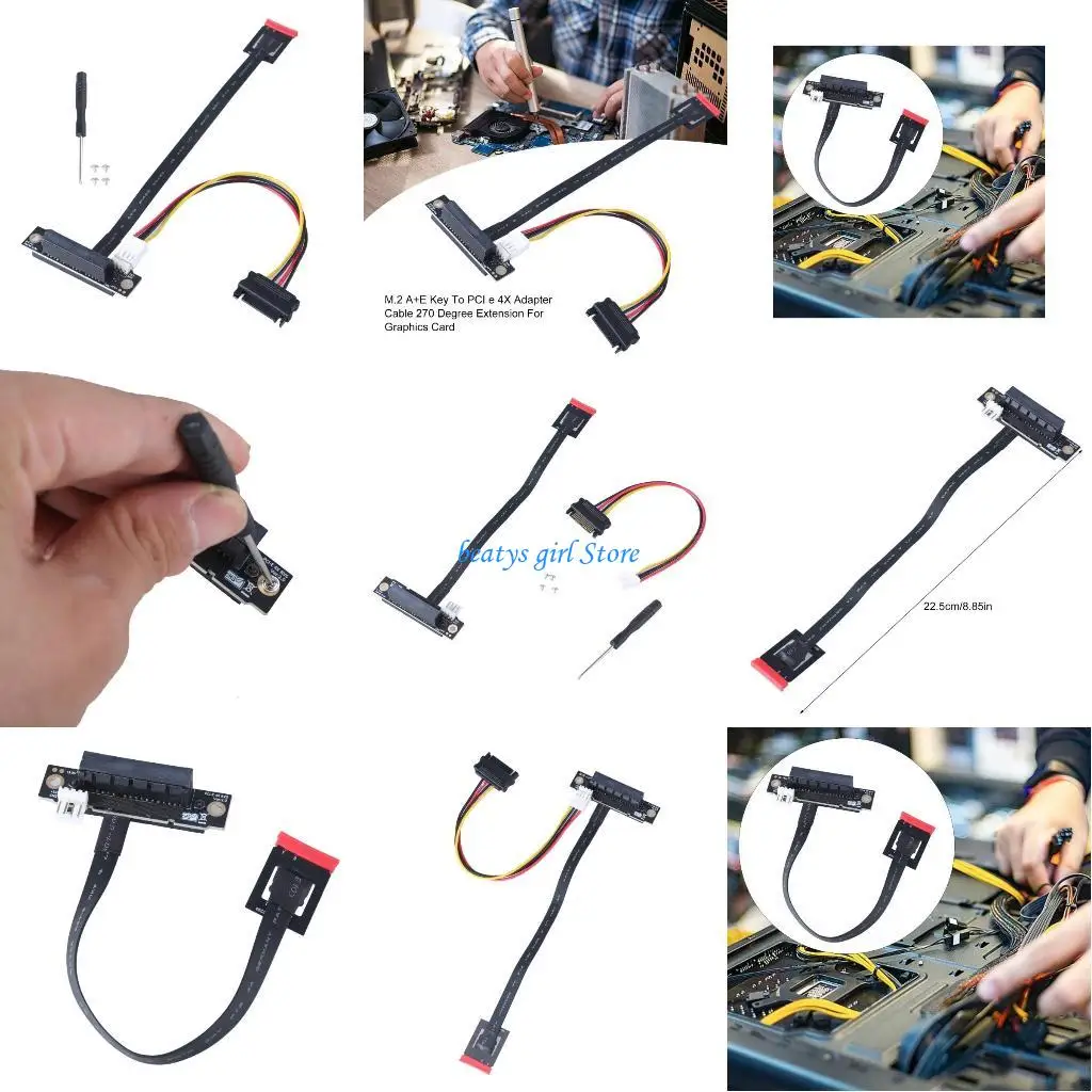 

C7AB NGFF to PCIE 4X Adapter Cable 270° Flexible Connector for Video Sound Cable