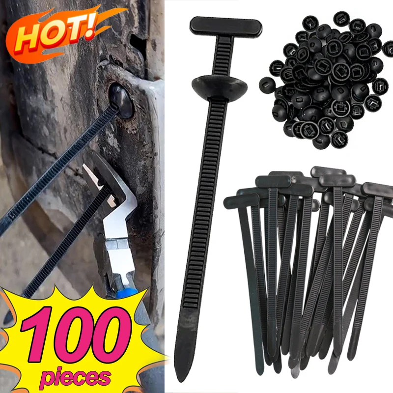 Nylon Cable Tie Buckle Through-Core Fixed Nail Cable Tie Buckle Self-Locking Zip Ties for Car Mudguard Fender Inner Lining Trunk