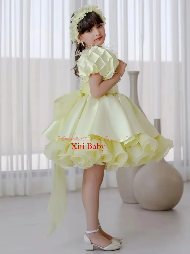 Luxurious Baby Girls Evening DressesTiered Infant Girls Birthday Party Gown New Year Dress Gift Kids Formal Outfit Customized