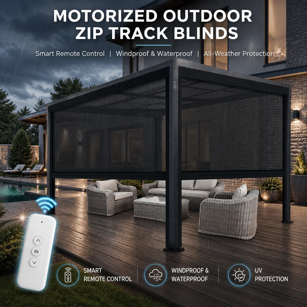 2026 Newly Upgraded Sunshade And Rainproof Intelligent Outdoor Windproof Roller Blinds Suitable For Smart House