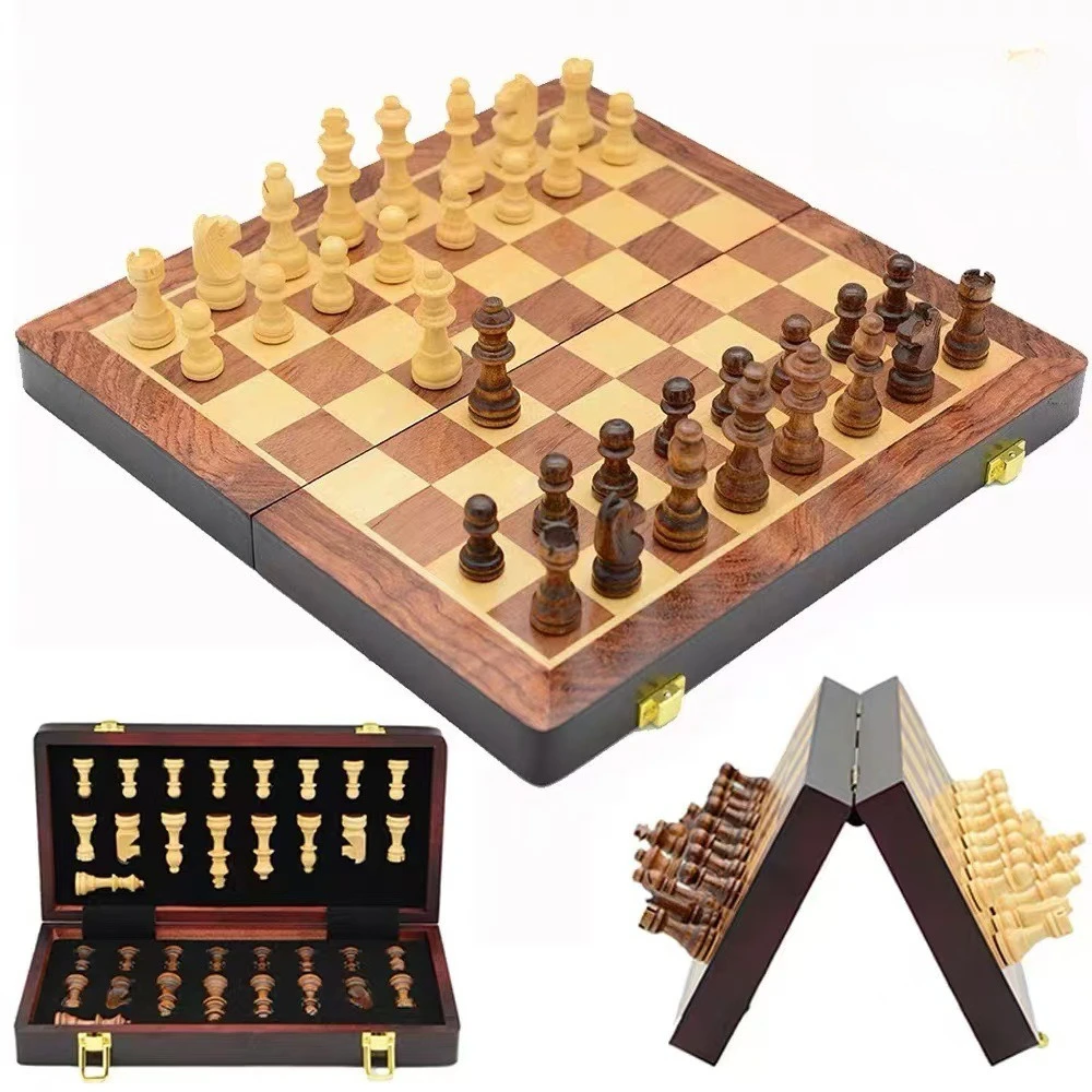 Magnetic Wooden Chess Set Fold - Board Game Queen review and price