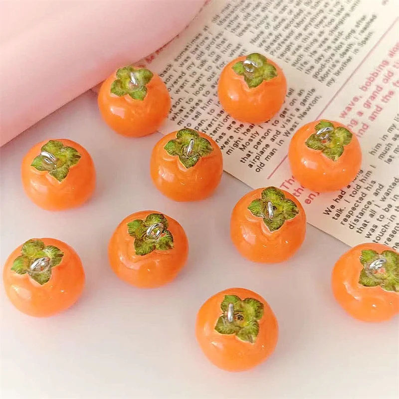 

Новое поступление, 50 шт./лот, 15 мм, цветной принт, мультяшная форма хурмы, смоляные куклы, бусины, ювелирные изделия своими руками, аксессуары для одежды