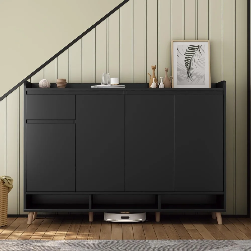 

Modern and Stylish Shoe Storage Cabinet with Adjustable Levels and Wooden Legs, Minimalist Design for Home Organization
