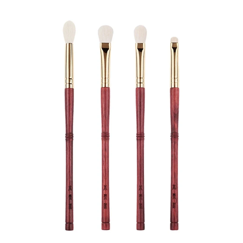 Juego de 4 cepillos para ojos de palisandro, pelo natural de animal de alta calidad