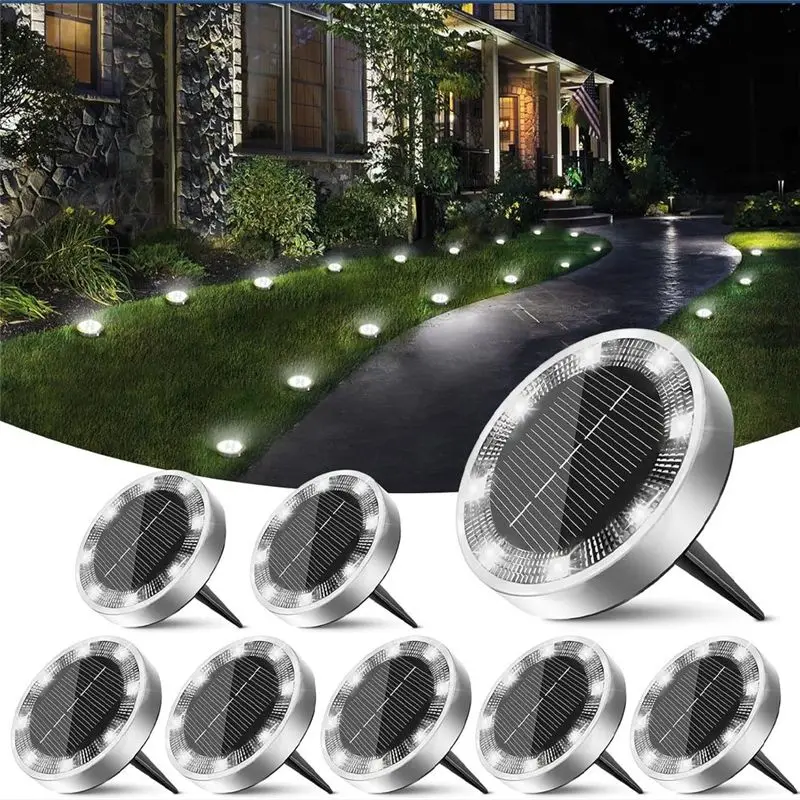 

Солнечные дисковые светильники Mar.Solar, 8 шт., водонепроницаемые по стандарту IP68, для наружного освещения, подходят для дорожек, садов, дворов, газонов и пешеходных дорожек.