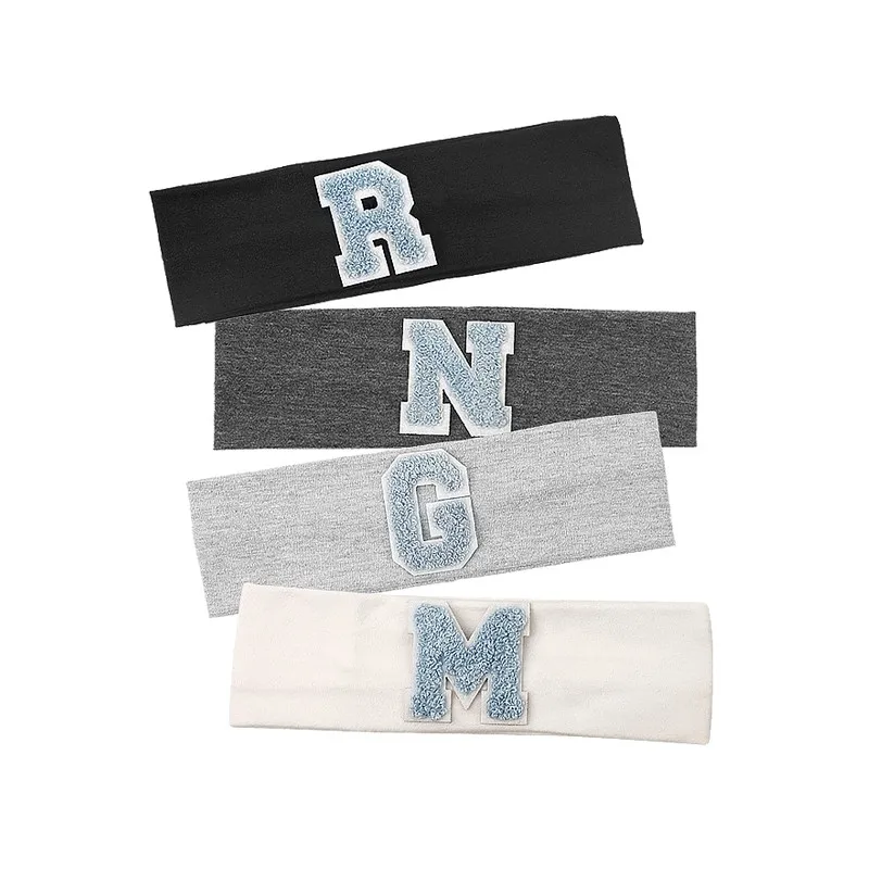 Baby Girls Blue Letters Cotton Headbands Casual Soft Elastic Headwear Girls Kids Childs Toddler Hair Bands Hair Accessories