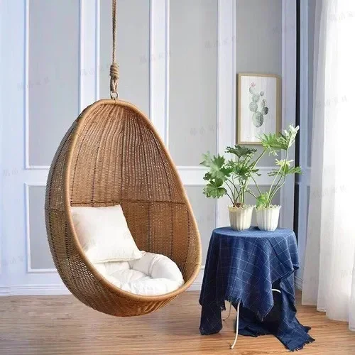 A Bird's Nest Hanging Basket Rattan Chair Courtyard Swing Hanging Leisure Glider Egg-Shaped Armchair