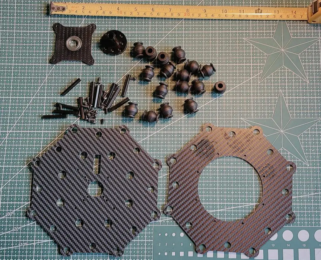 18CM Large Carbon Fiber Anti-Vibration Damping Plate, 16 Balls, 5-10KG Load, Center Mount,& Bearings for Heavy Duty Car Gimbal