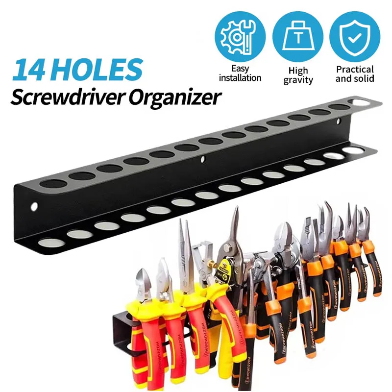

Screwdriver Organizer Tool Wall-mounted 14-hole Hardware Tool Storage for Hex Cross Screw Driver RC Tools Storage Base Stand