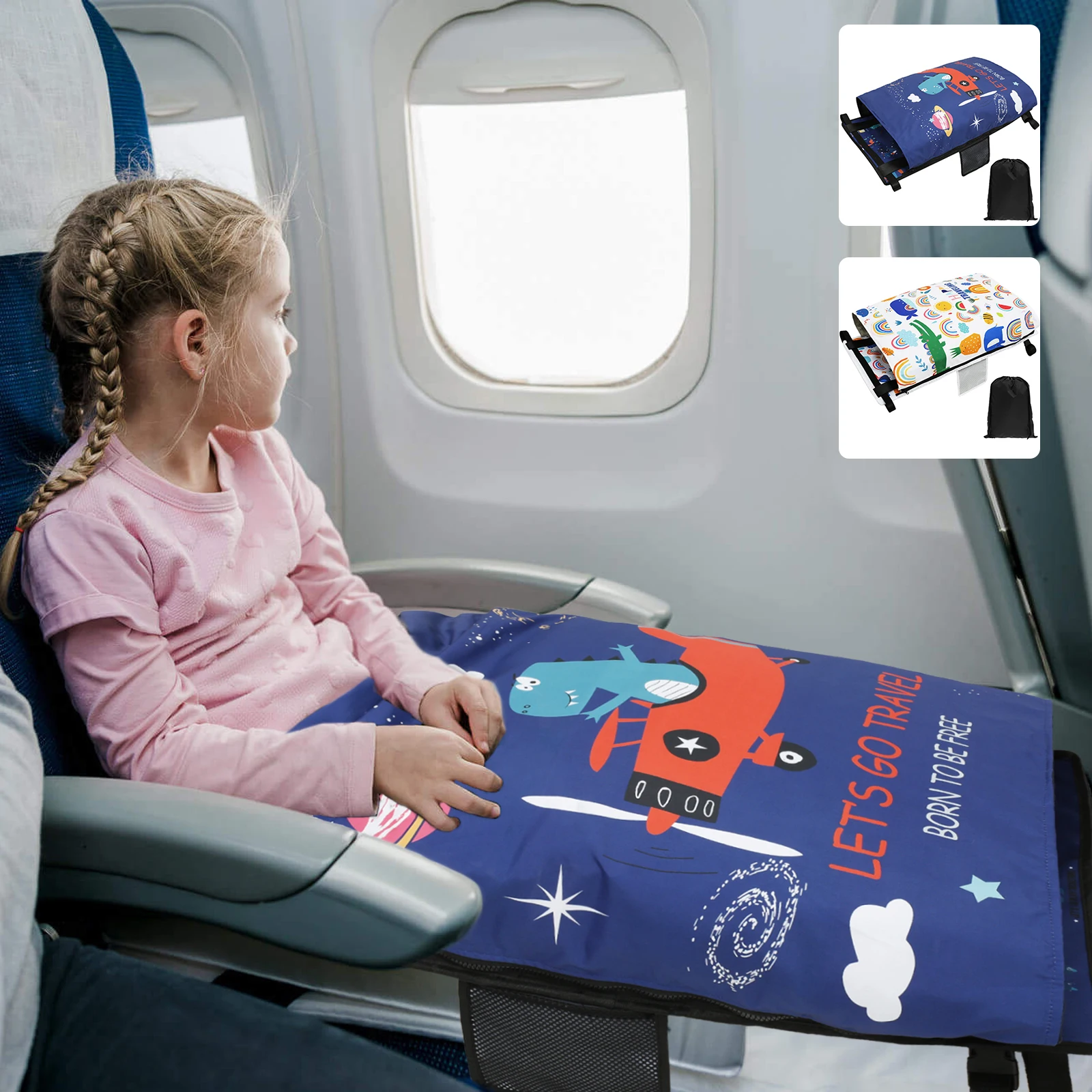 Toddler Travel Airplane Bed Portable Pedals Bed Foot Rest Hammock with Storage Bag Baby Airplane Seat Extender For Leg Rest