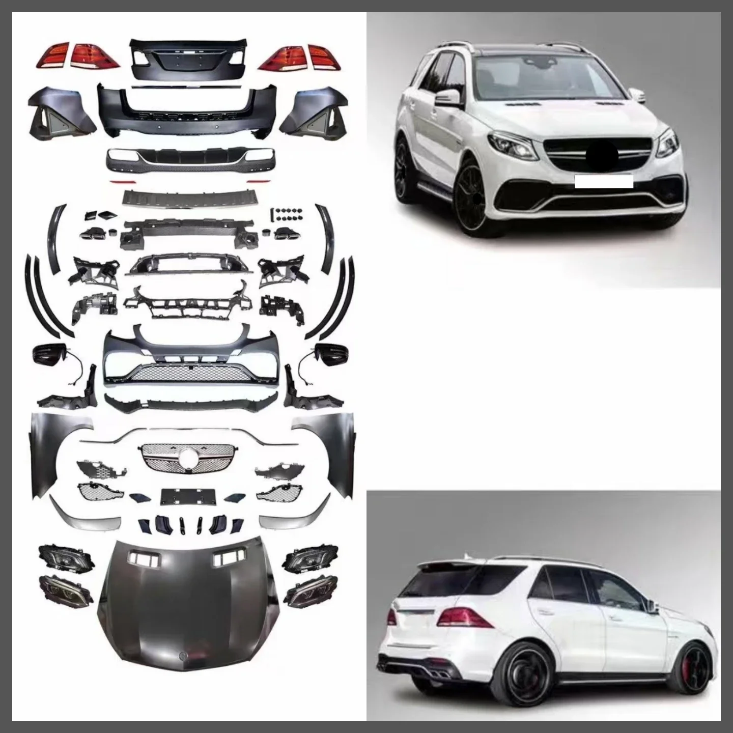 Für Mercedes Benz ML W164 Aufgerüstet auf GLE W166 Stil Vorne Hinten Haube Scheinwerfer Rücklicht Kotflügel Montage Auto Body Kit