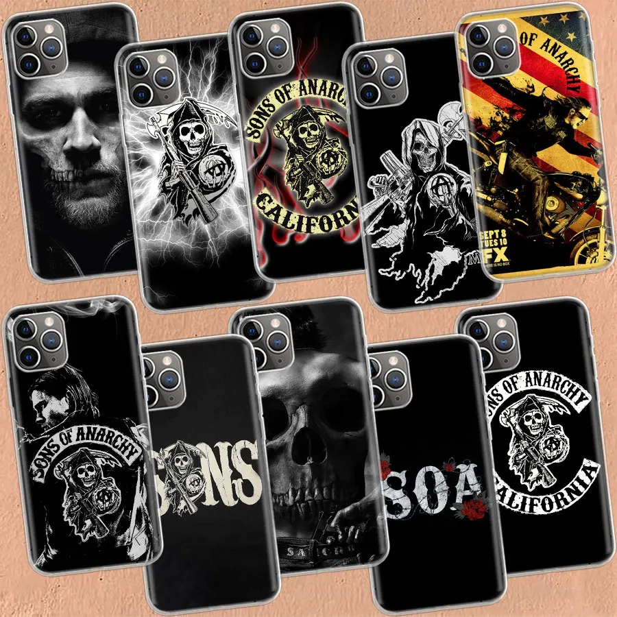 Fashion Sons of Anarchy Clear Case For iPhone 11 13 14 Pro 15 Pro Max 12 Mini 16 XR X XS Max 7 8 Plus Funda Clear Sof