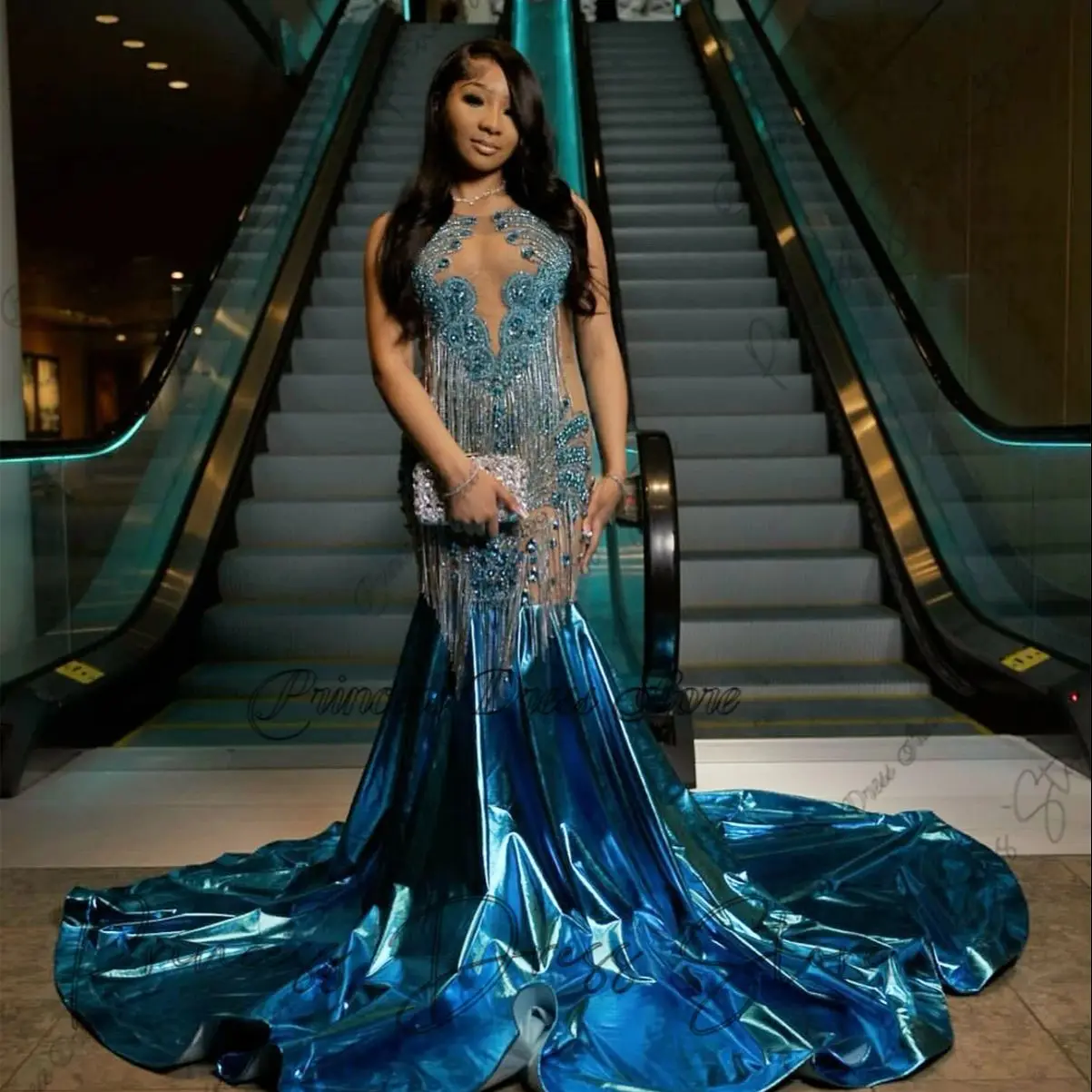 Luxe Kwastje Pailletten Kant Galajurk Aangepaste Zeemeermin Lange Bruiloft Jurk Lange Afrikaanse Aso Ebi Kristallen Robe De Soiree