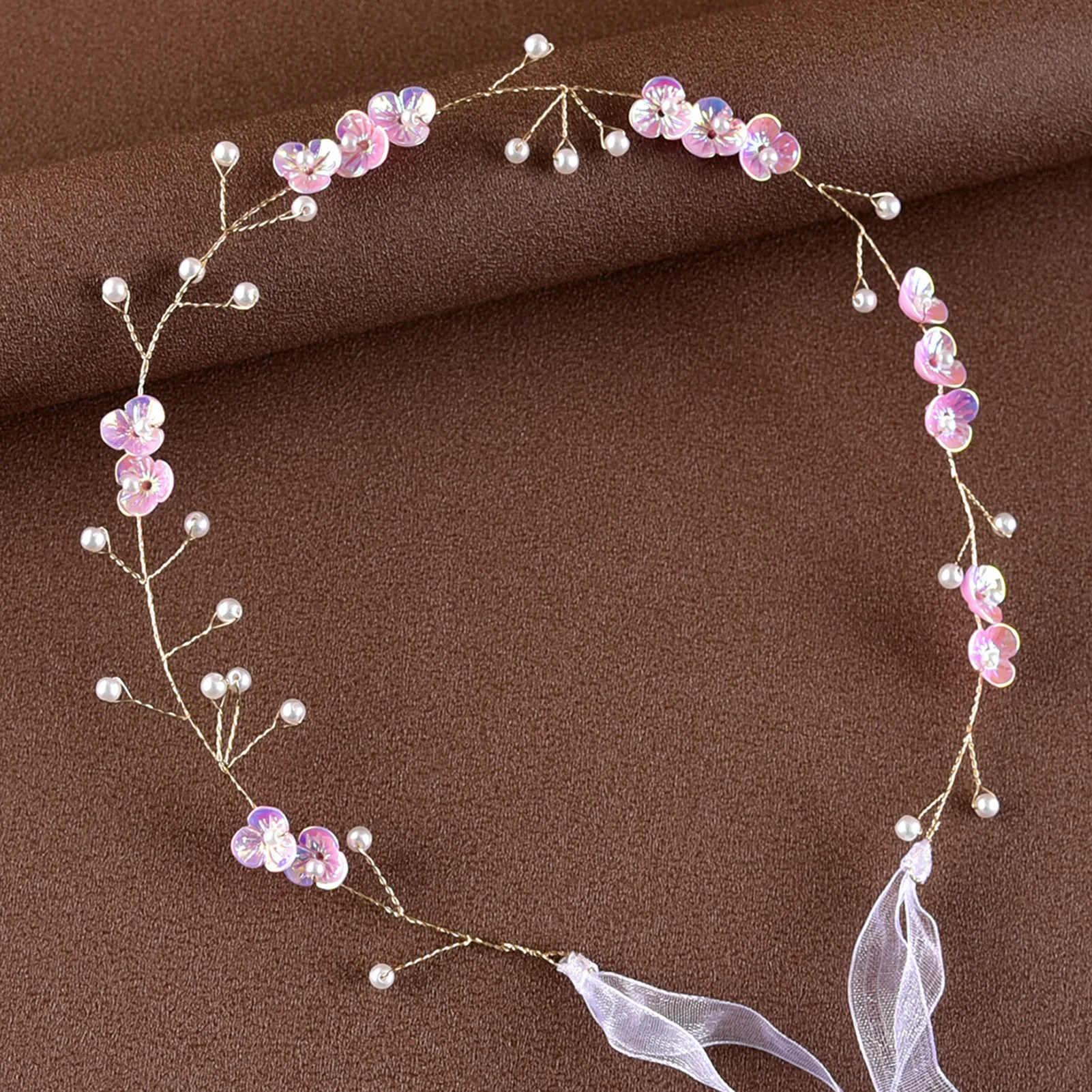 Flower Bridal Alloy Pearl Headband Luxurious White Flower Hair Accessories for Wedding Dating Shopping