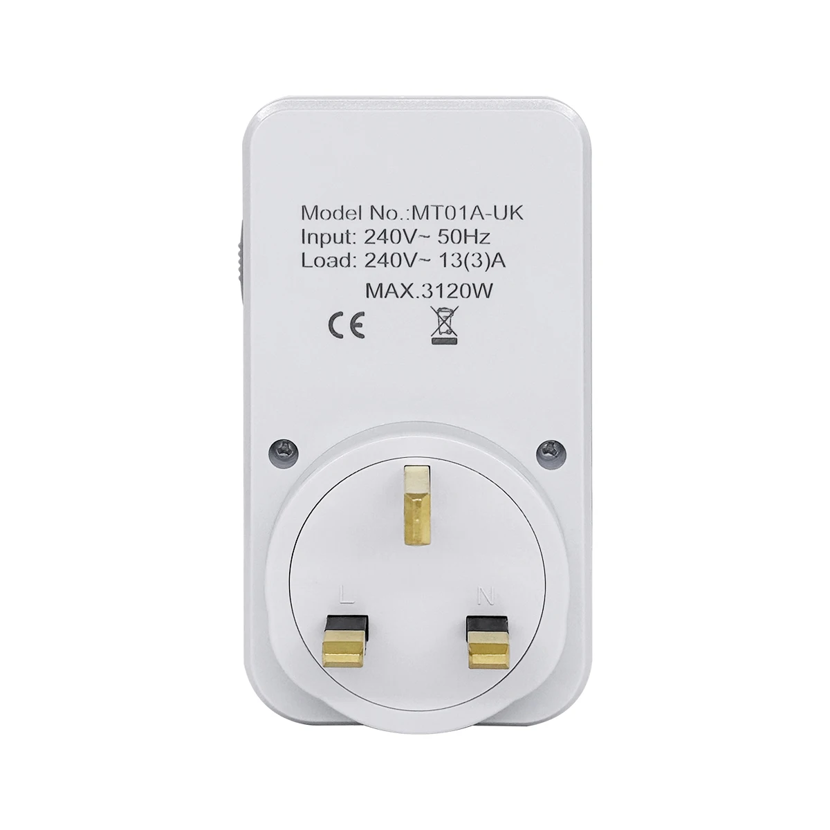 مفتاح توقيت 3 سنون في المملكة المتحدة - مقبس ساعة توقيت التيار الكهربائي لمدة 24 ساعة، تشغيل/إيقاف تلقائي للأضواء والأجهزة الصغيرة، برنامج سهل #2