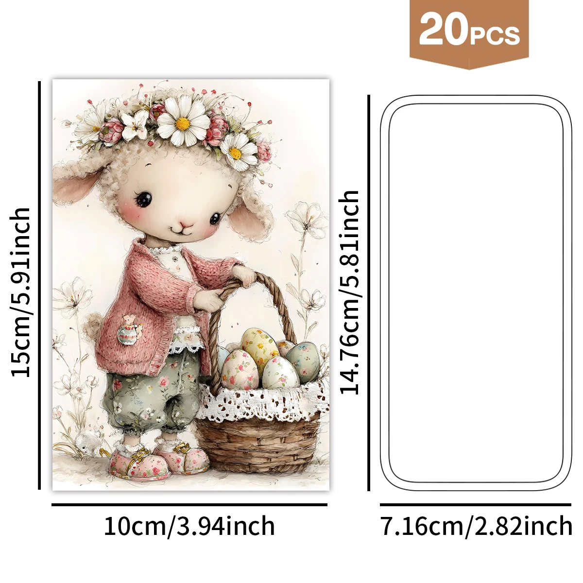 20 Stück Vintage entzückende Tier-Ostern-Wandaufkleber, Karten und Postkarten, Frühlingswand-Fenster-Dekoration, Herzfelt-Geschenk, Osterparty-Hintergrund – Detail 5