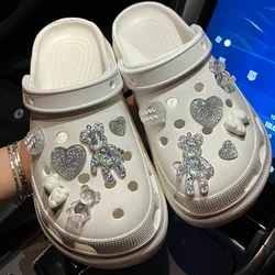 12PCS Summer Fashion Glitter Love Bear Novelty Cute Shoe Charms for Clogs Shoe Decorations Accessories