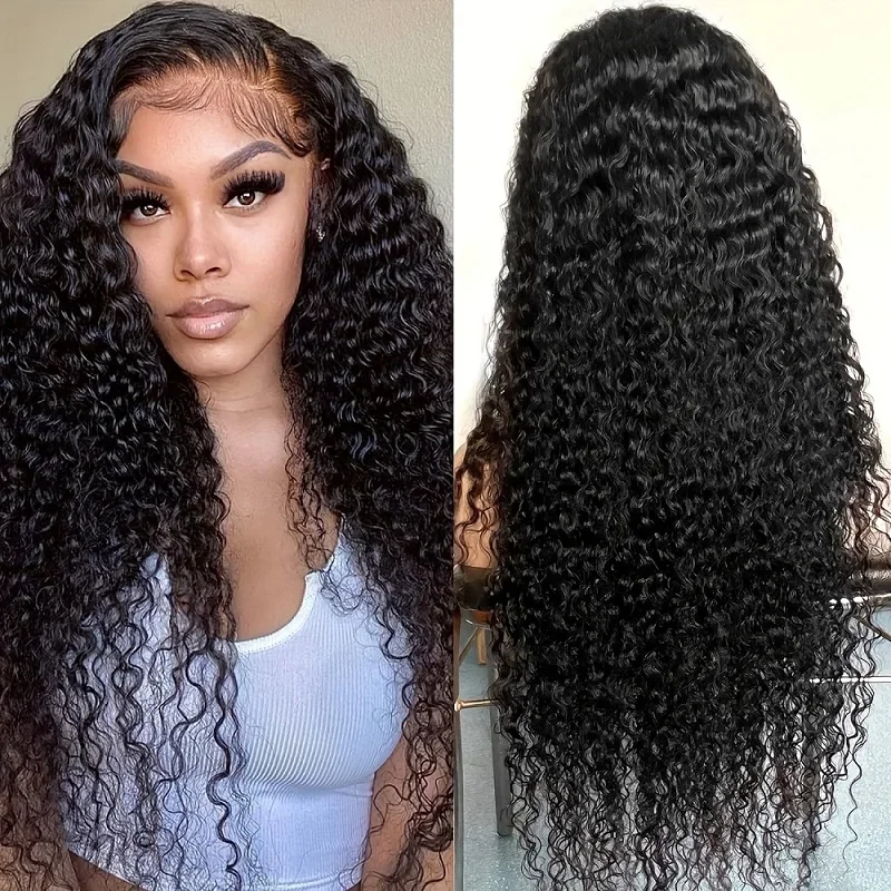 46 48 50 52 inches 200 Density 13x6 HD Transparent Lace Frontal Wig No Shedding Natural Color Deep Wave Human Hair Wig For Women