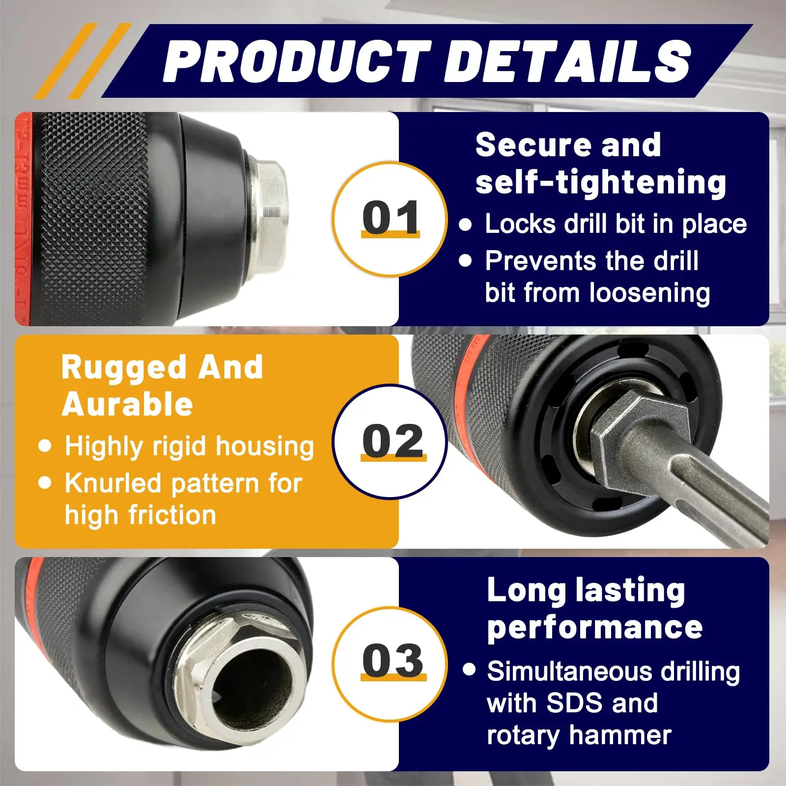 1pc Keyless Metal Ratchet Drill Chuck,Self-Locking Chuck,10mm 13mm,Quick Change Conversion,For Drill Bit Taps Socket&Screwdriver image 6