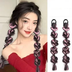 2pcs/set Synthetic Bubble Twist Ponytail High Elastic Wig Woman Style Hair Side Natural Lantern Braid Black Hous Tail Hairpiece