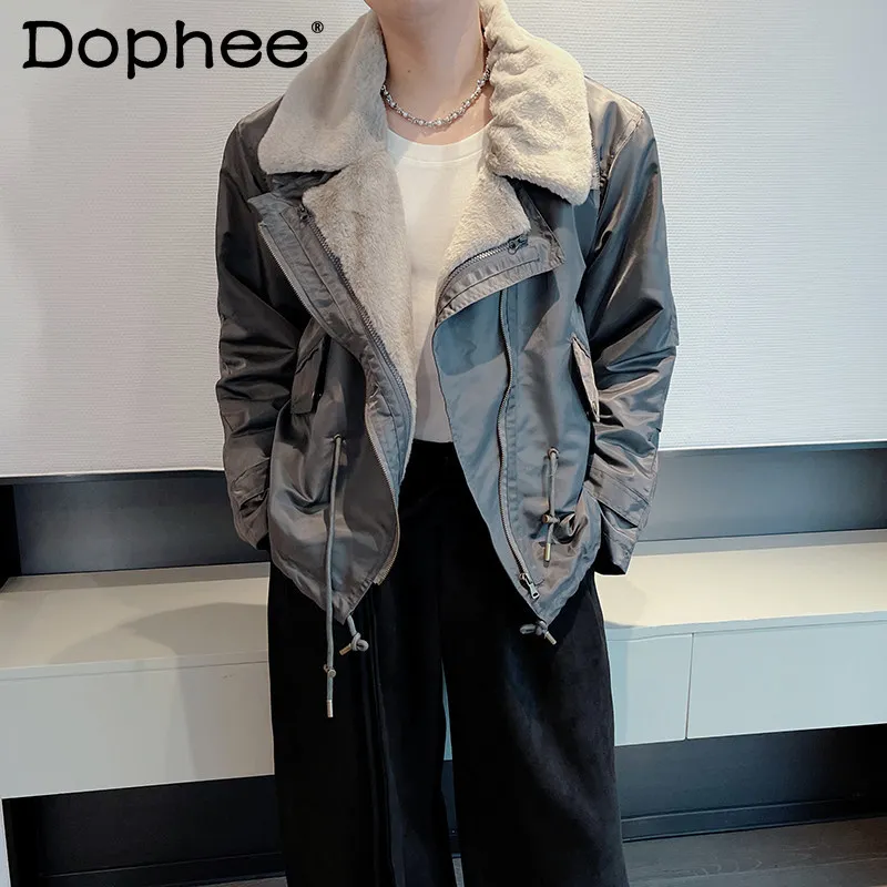 Men's 2025 Autumn Winter New Retro Detachable Faux Two-Piece Warm Jackets Men's High-End Parkas Thickened Faux Fur Collar Parkas