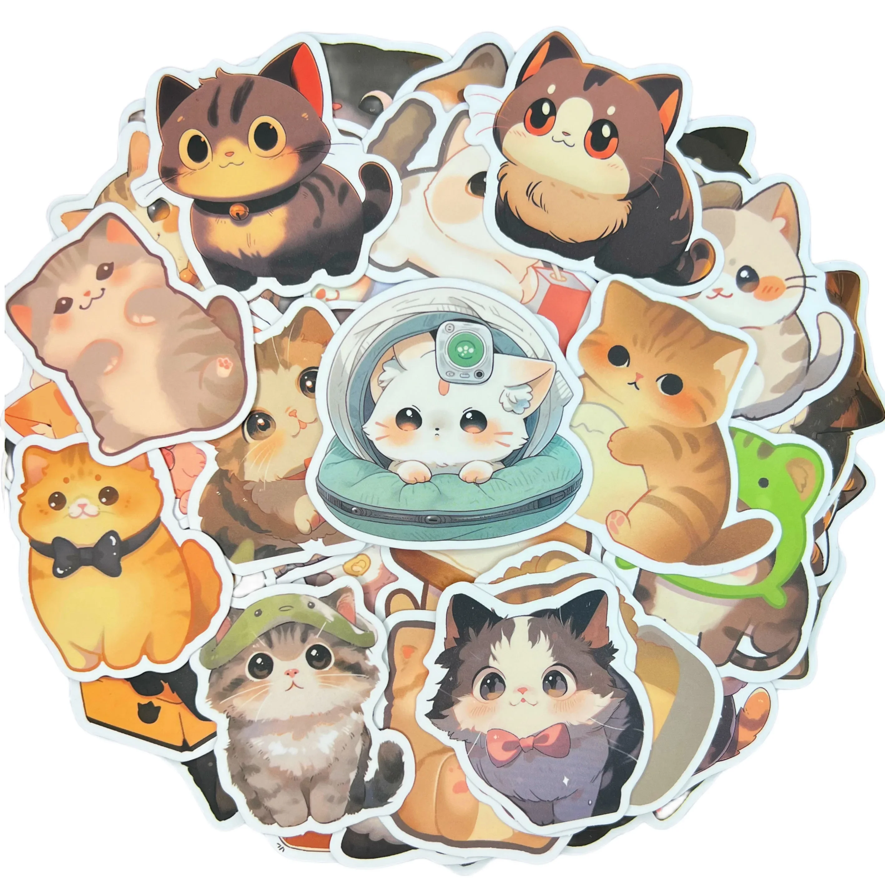 

10/30/50Pcs Lovely Cat DIY Waterproof Graffiti Sticker Aesthetic Decorative Luggage Laptop Phone Fridge Scrapbook Kids Stickers