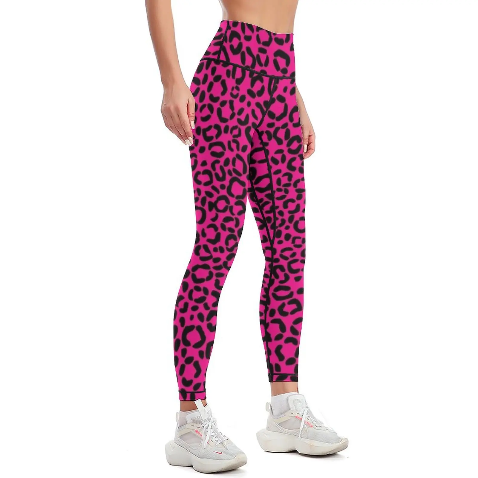 Pink and Black Leopard Print Pattern Leggings harem pants Women sportwear Tight fitting woman Womens Leggings