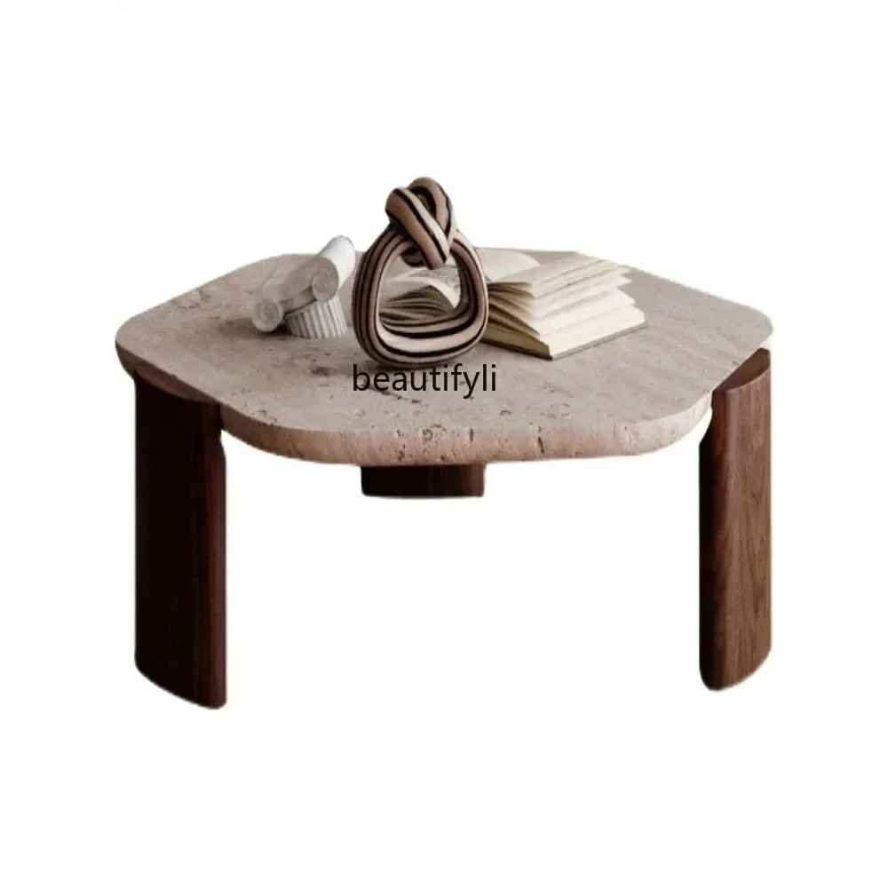 

Qiji Wind Tunnel Stone Endtable Home Living Room Small Apartment Simple Modern Marble Shaped Tea Table Low Table