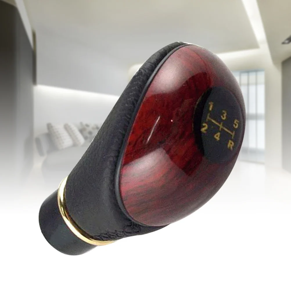 

Gear Stick Knob Artificial Peach Wood Manual Shifter Cover Universal Car Shift Adapter 5 Knob Replacement