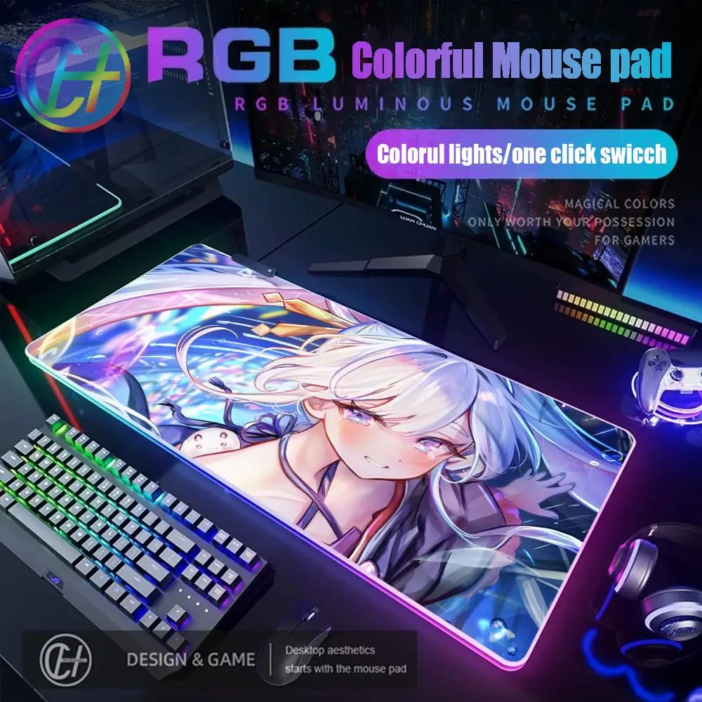 

2026 HYBXAXC Mouse Pad RGB Gaming Mouse Pad Desk Mat HD Gamer Large LED Light XXL Kawaii Girl Yachiyo Runami RGB Gaming MousePad