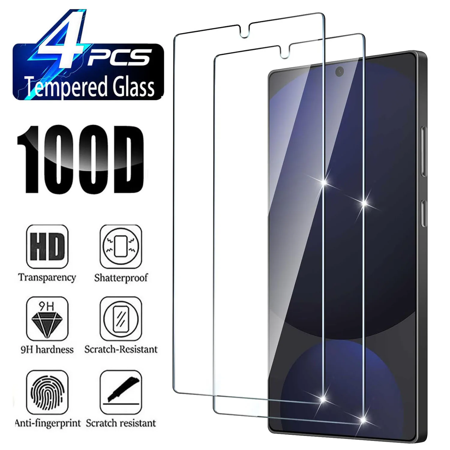 

9H Screen Protector For Samsung Galaxy S25 Ultra 5G 2/4Pcs HD Tempered Glass